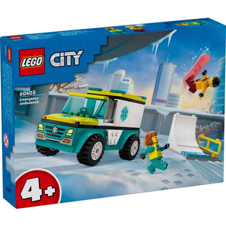 Конструктор LEGO City Скорая помощь и сноубордист блочный