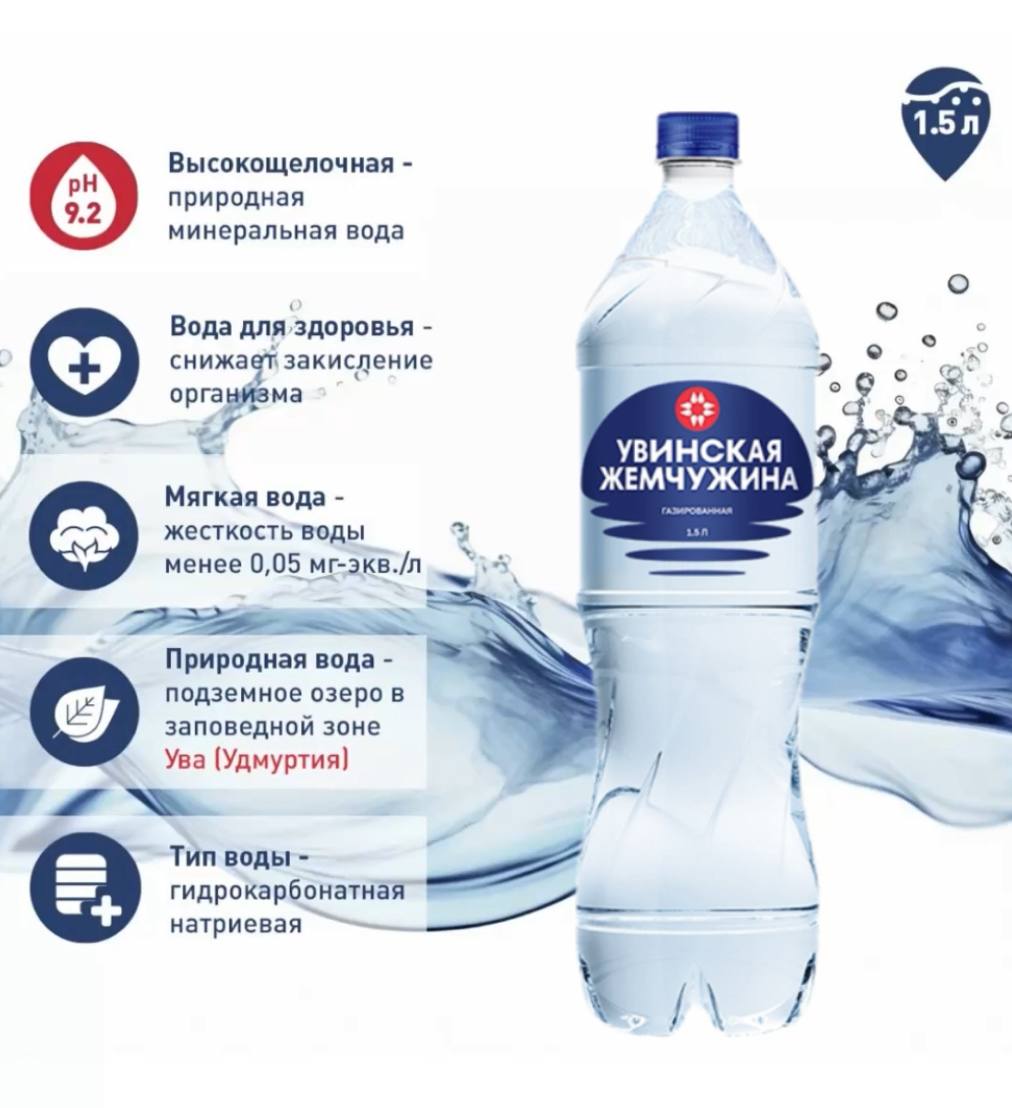 Вода Увинская Жемчужина газированная - фото 4