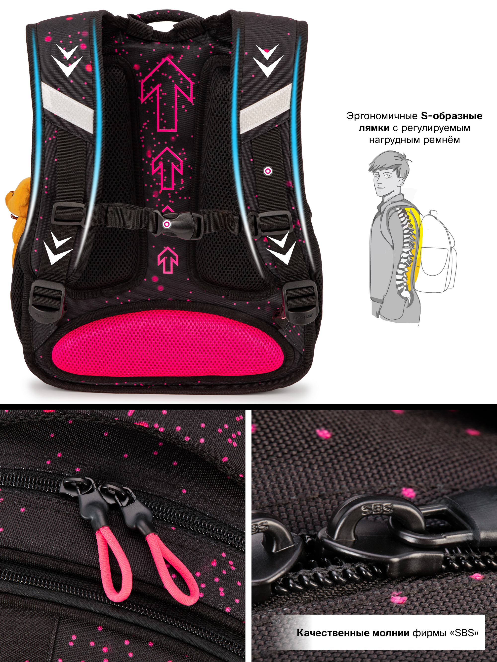 Рюкзак SkyName 1-4 класс, набор 4 в 1 - фото 14