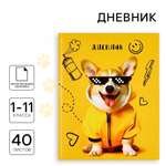 Дневник ArtFox STUDY для 1-11 класса, в интегральной обложке, 40 л. "Корги в очках"