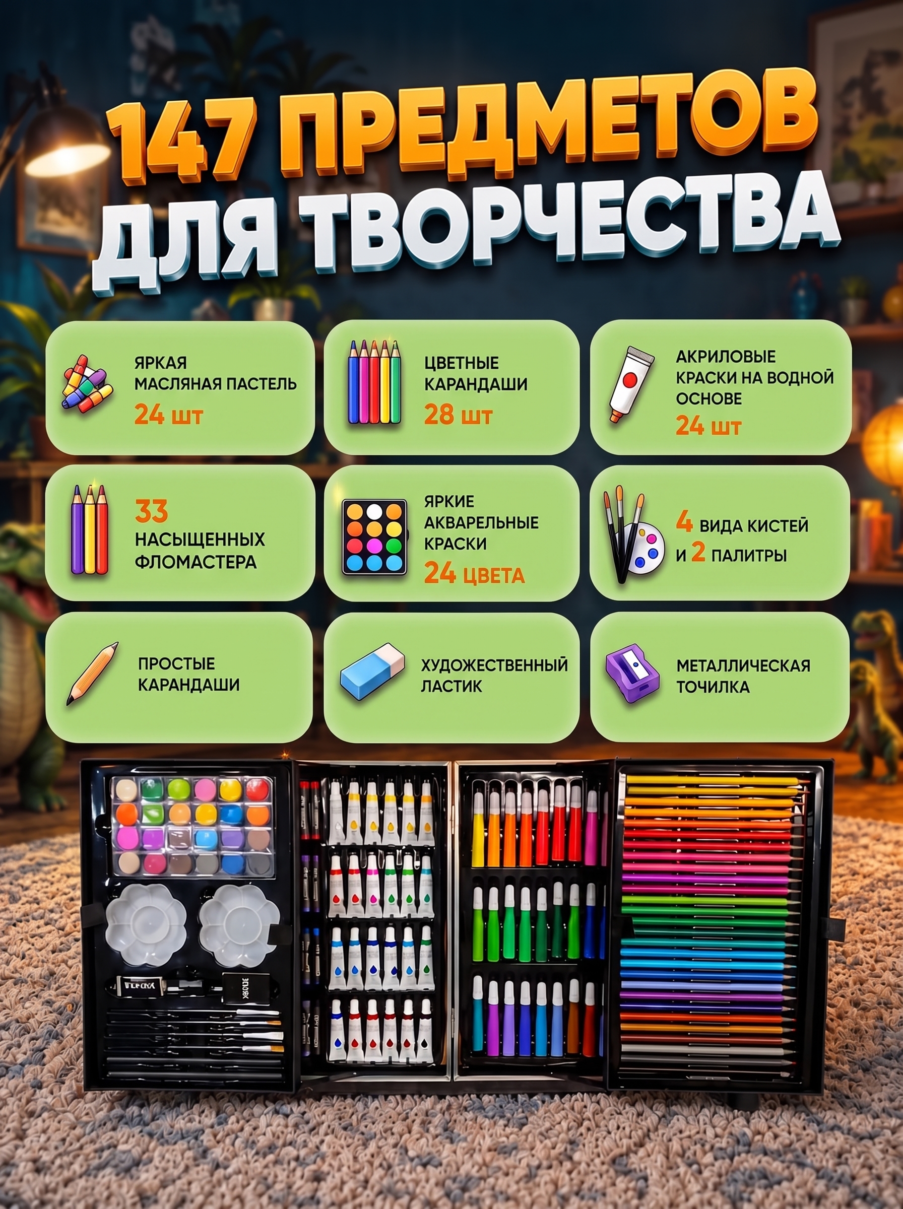 Набор для рисования LABI творчество 147 шт. - фото 3