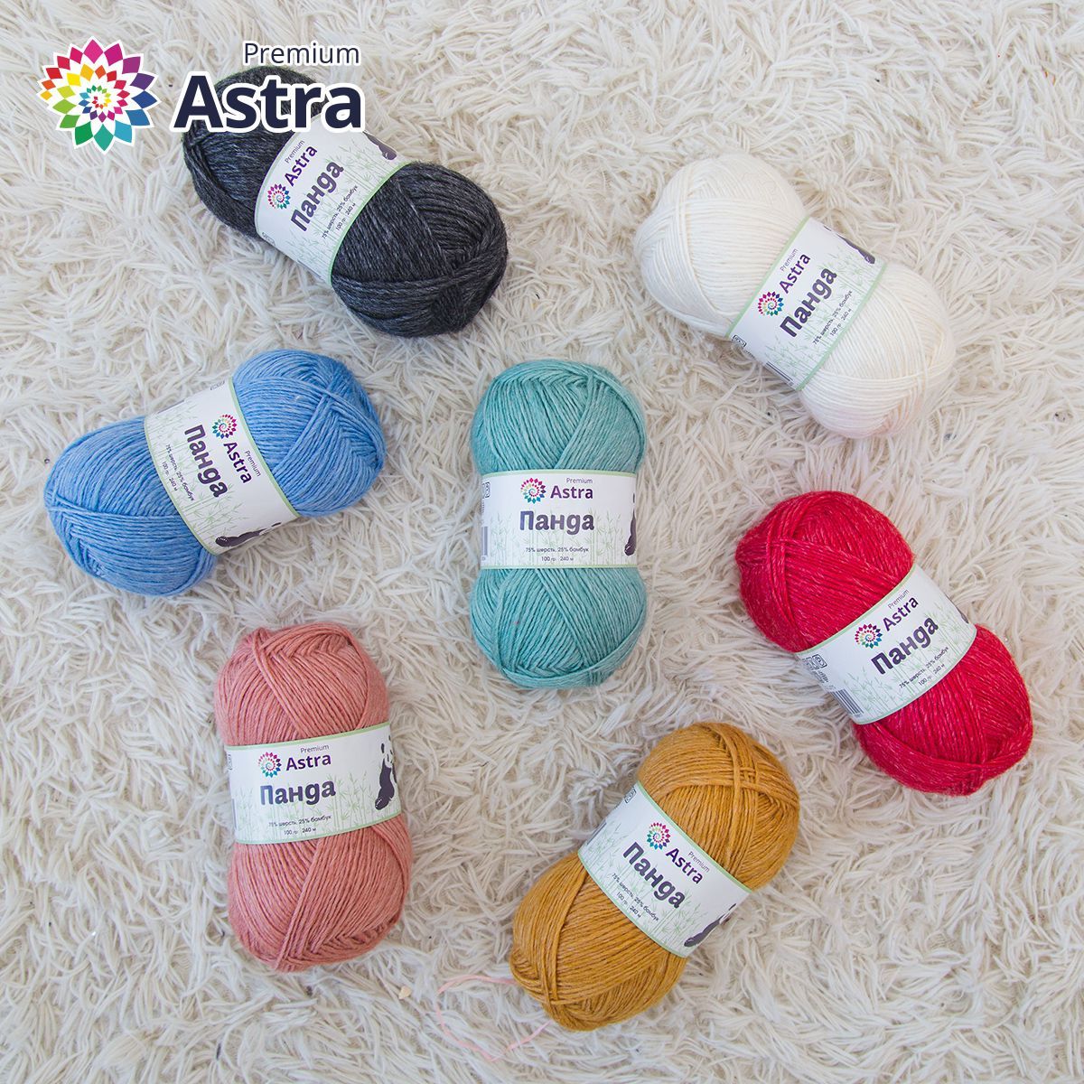 Пряжа Astra Premium Панда Panda шерсть бамбук 100 г 240 м 410 мятный 2 мотка - фото 13