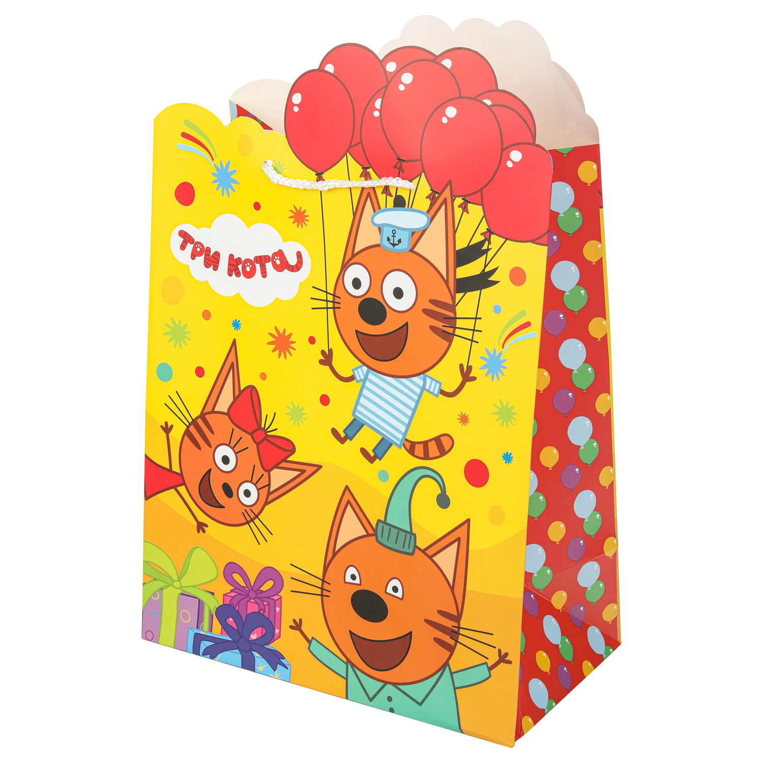 Пакет Чудо Праздник Союзмультфильм Три кота Вырубка 26*32*14см - фото 1