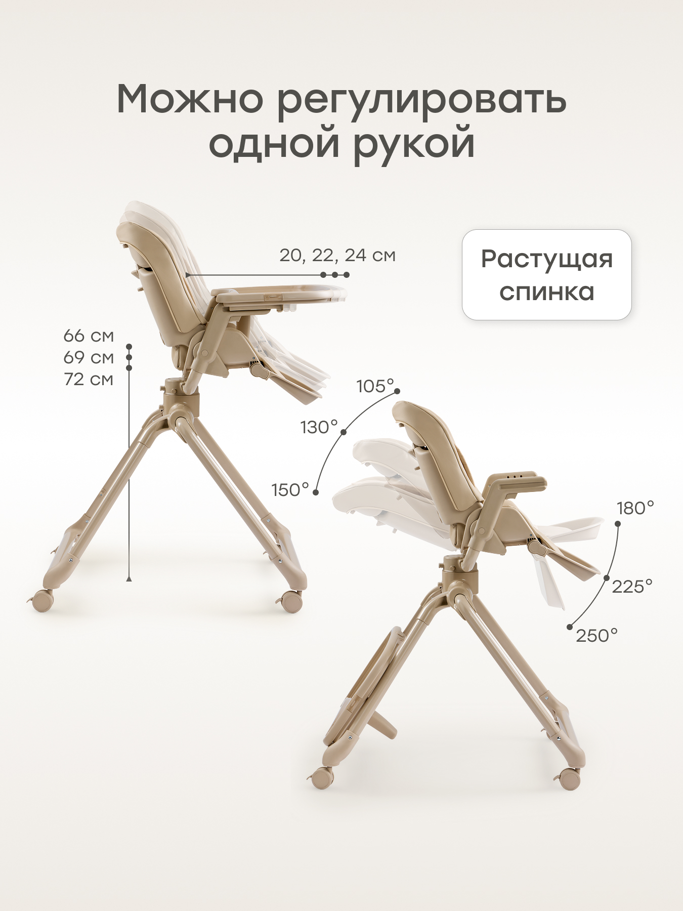 Стульчик для кормления Happy Baby ROMEO бежевый - фото 6
