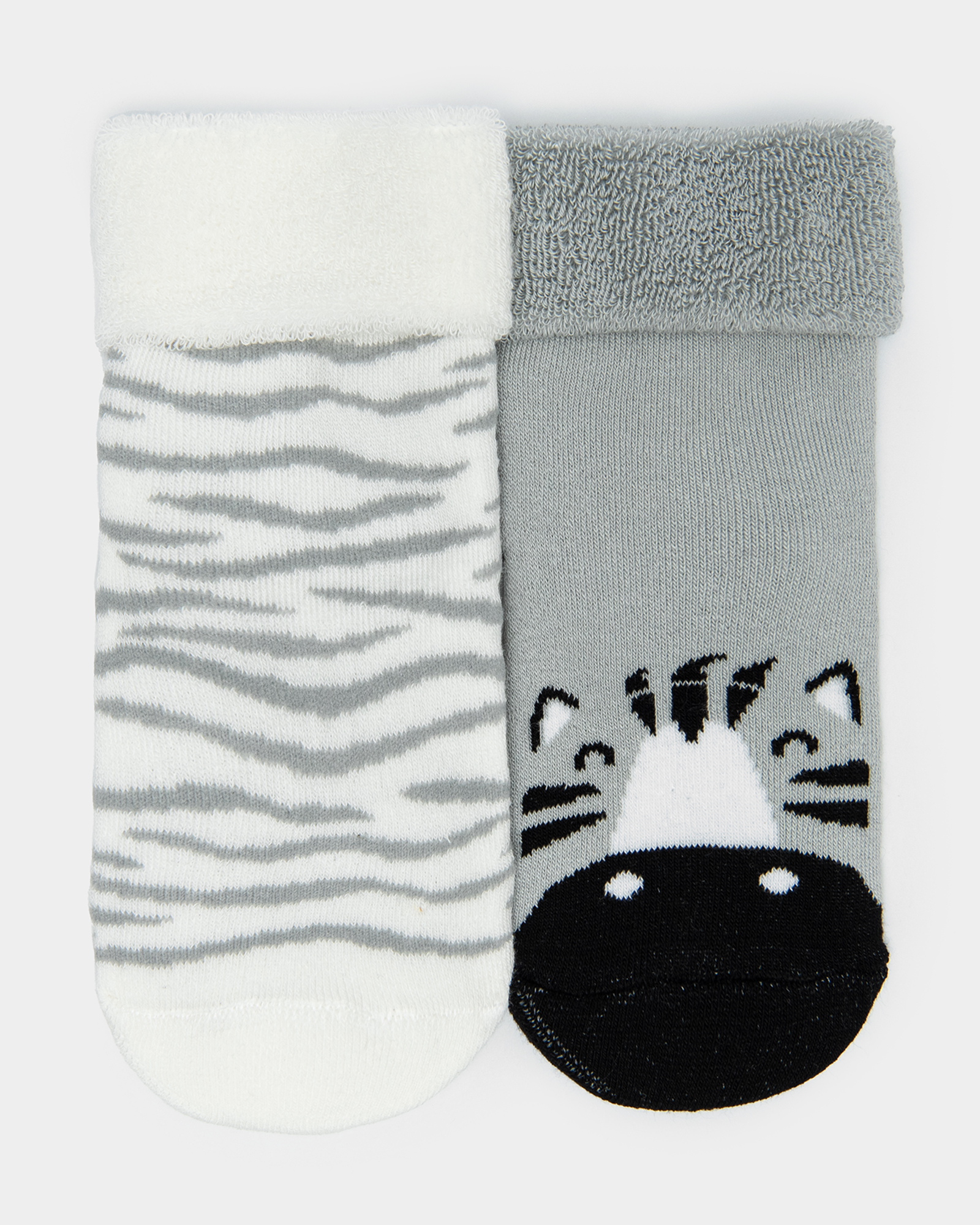 Изображение товара Детские махровые носки Baby Go 2 пары с принтом зебра для малышей