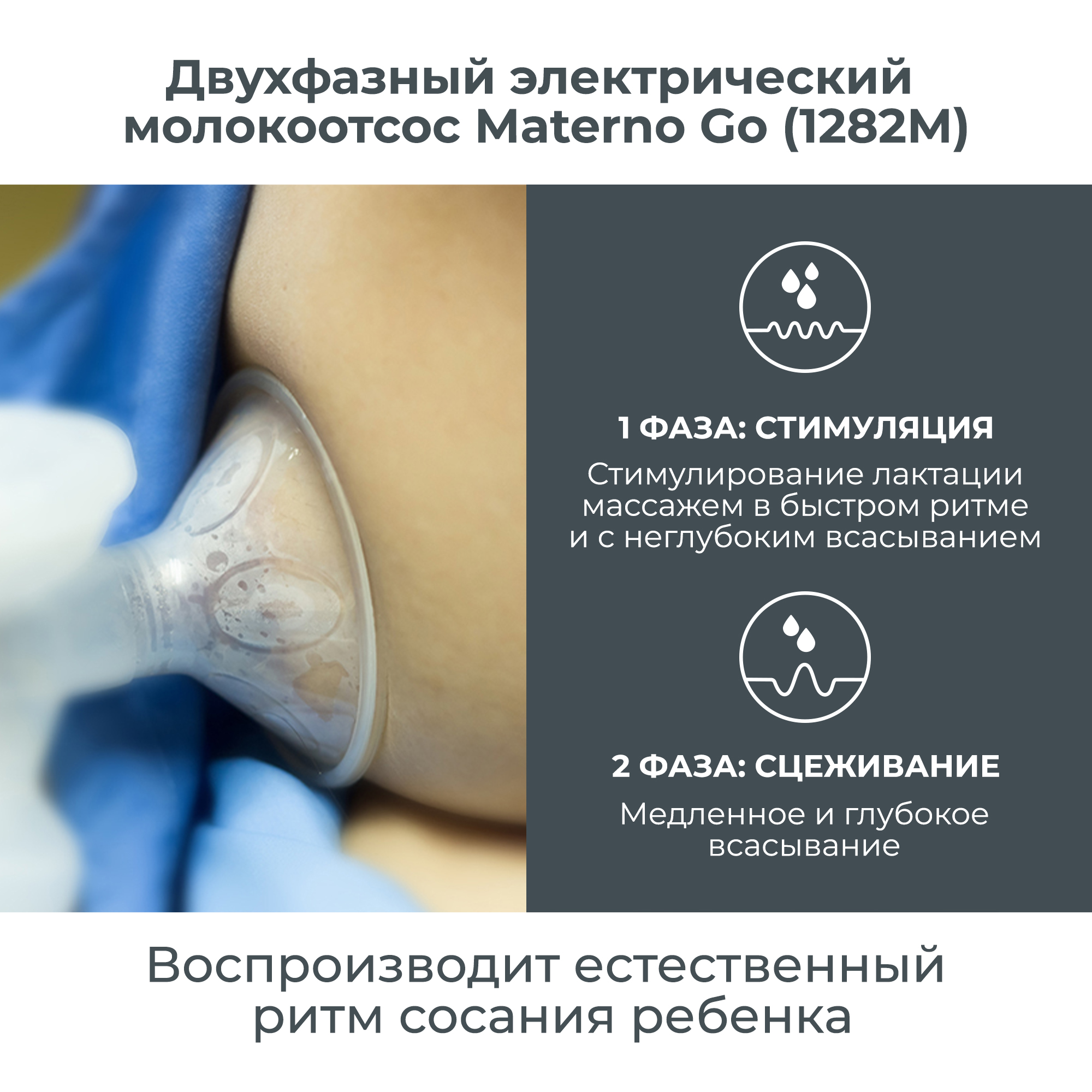 Молокоотсос электрический Nuvita двухфазный Materno go - фото 3