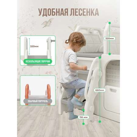 Детский игровой комплекс Perfetto Sport Автомобиль с горкой PS-049-W белый