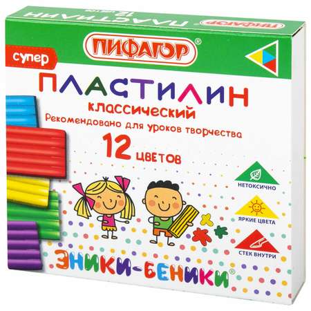 Пластилин Пифагор 12 цв.