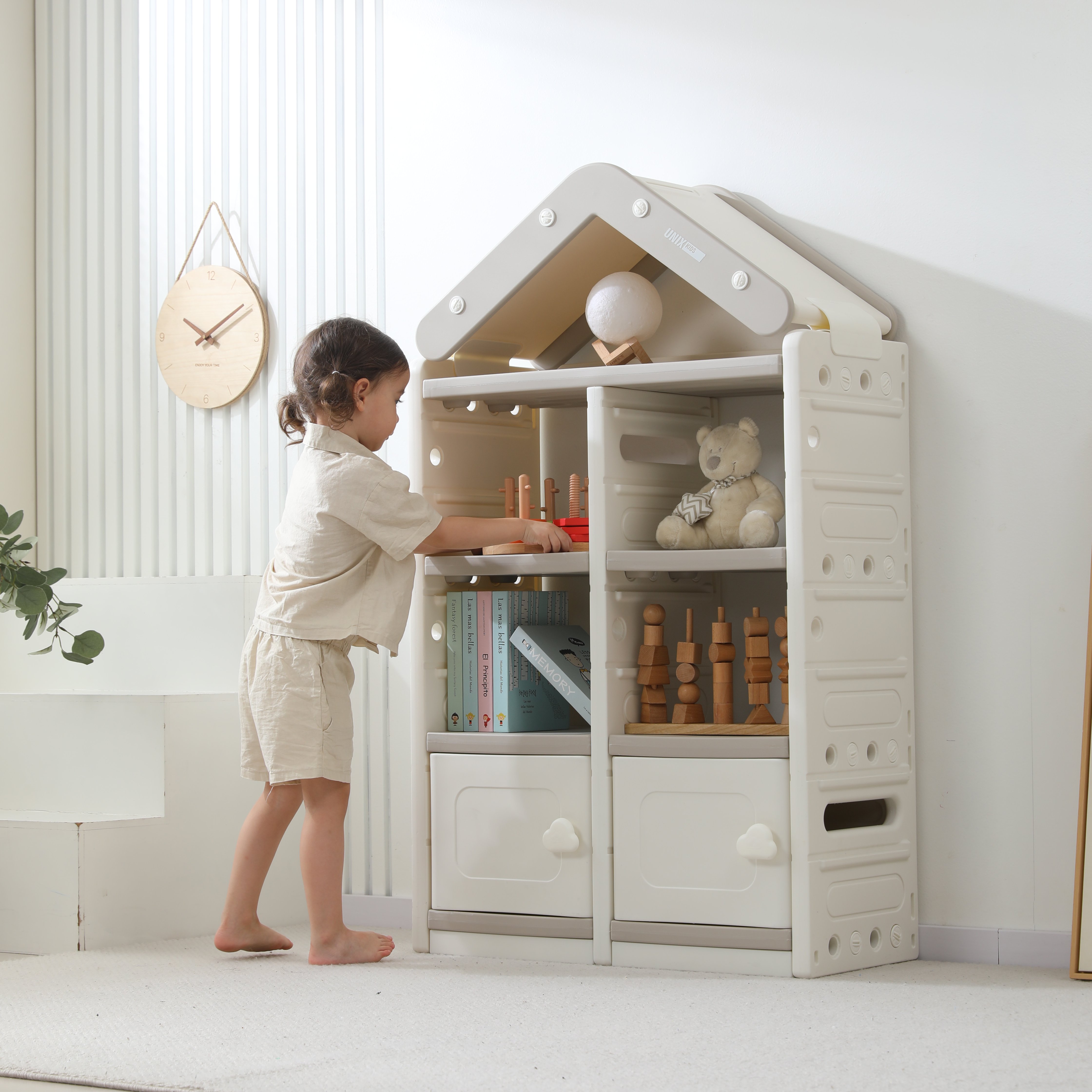 Стеллаж для игрушек UNIX Kids House 2 ящика Grey - фото 14