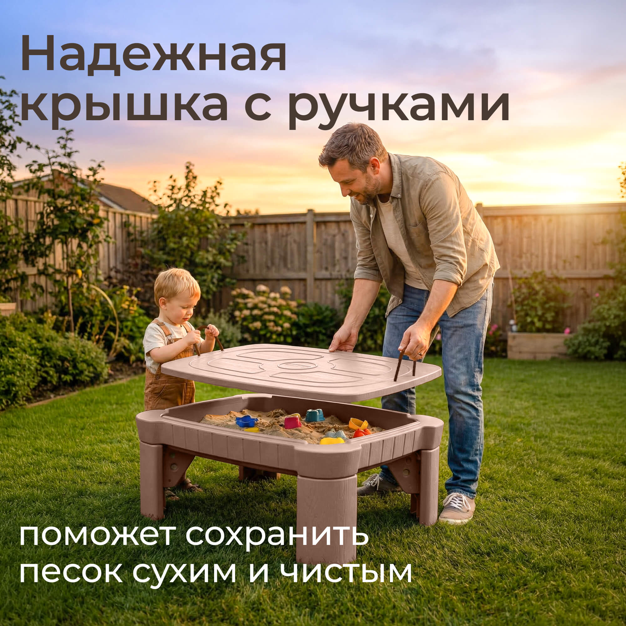 Песочница - столик детская UNIX Kids для игр с песком и водой 96х66х40,5 см - фото 7