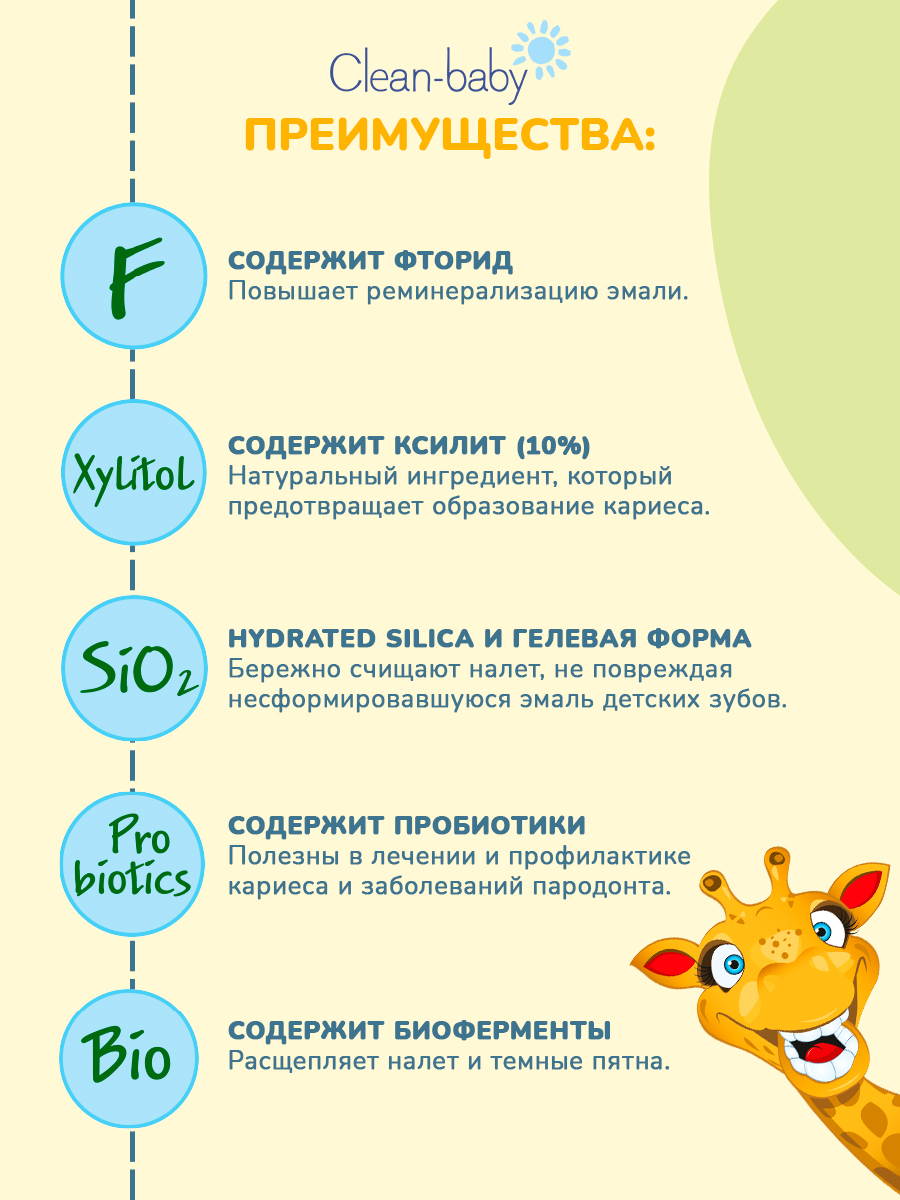 Зубная паста Clean-baby с фтором Ягоды - фото 2