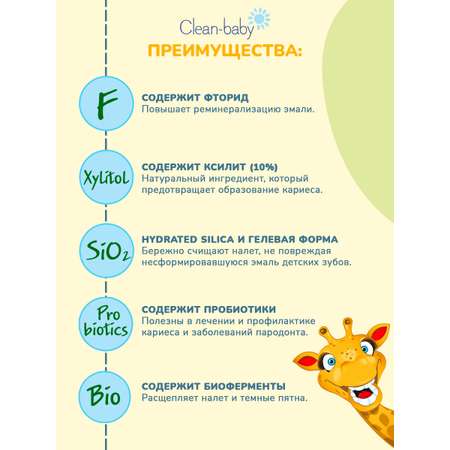 Зубная паста Clean-baby с фтором ягодный