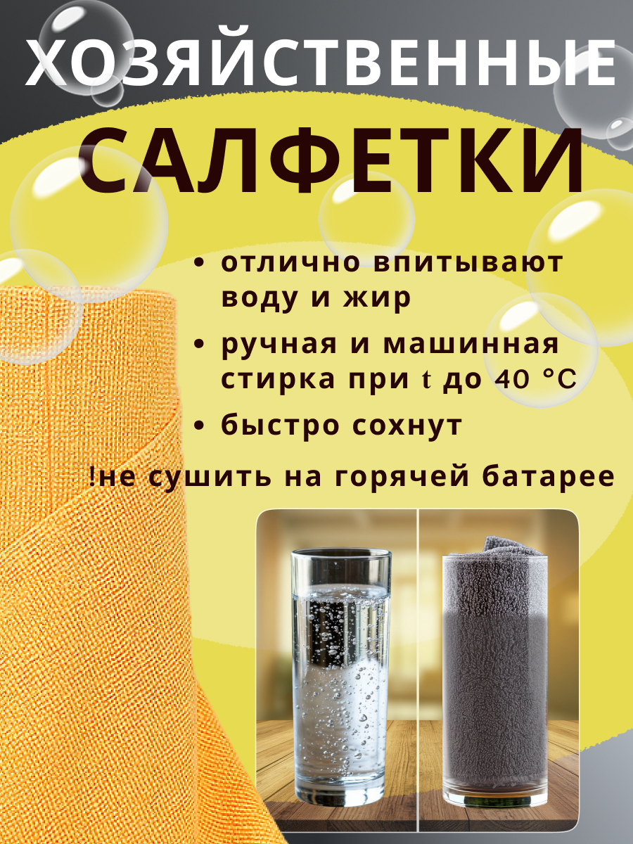 Тряпки рулонные NMF Limon Многоразовые салфетки для уборки - фото 5