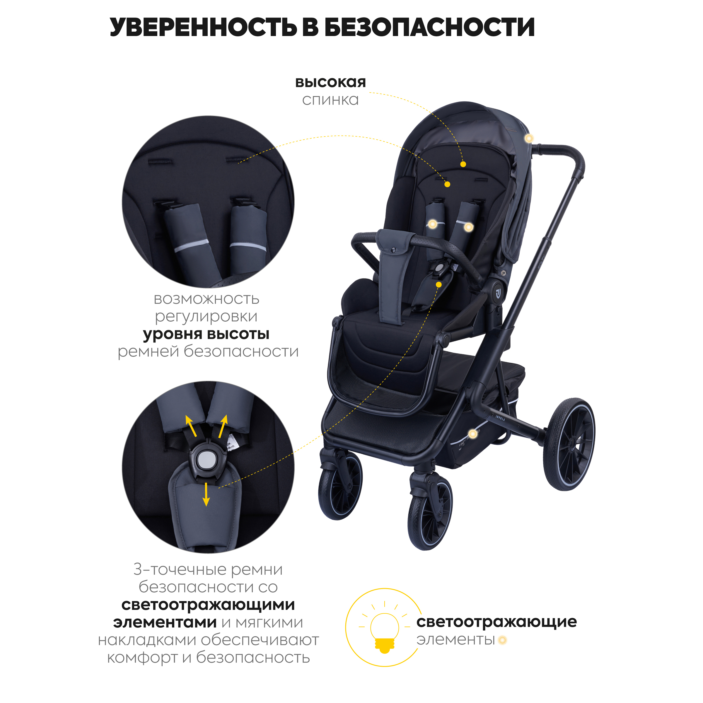 Коляска прогулочная JOVOLA Solty графит - фото 2