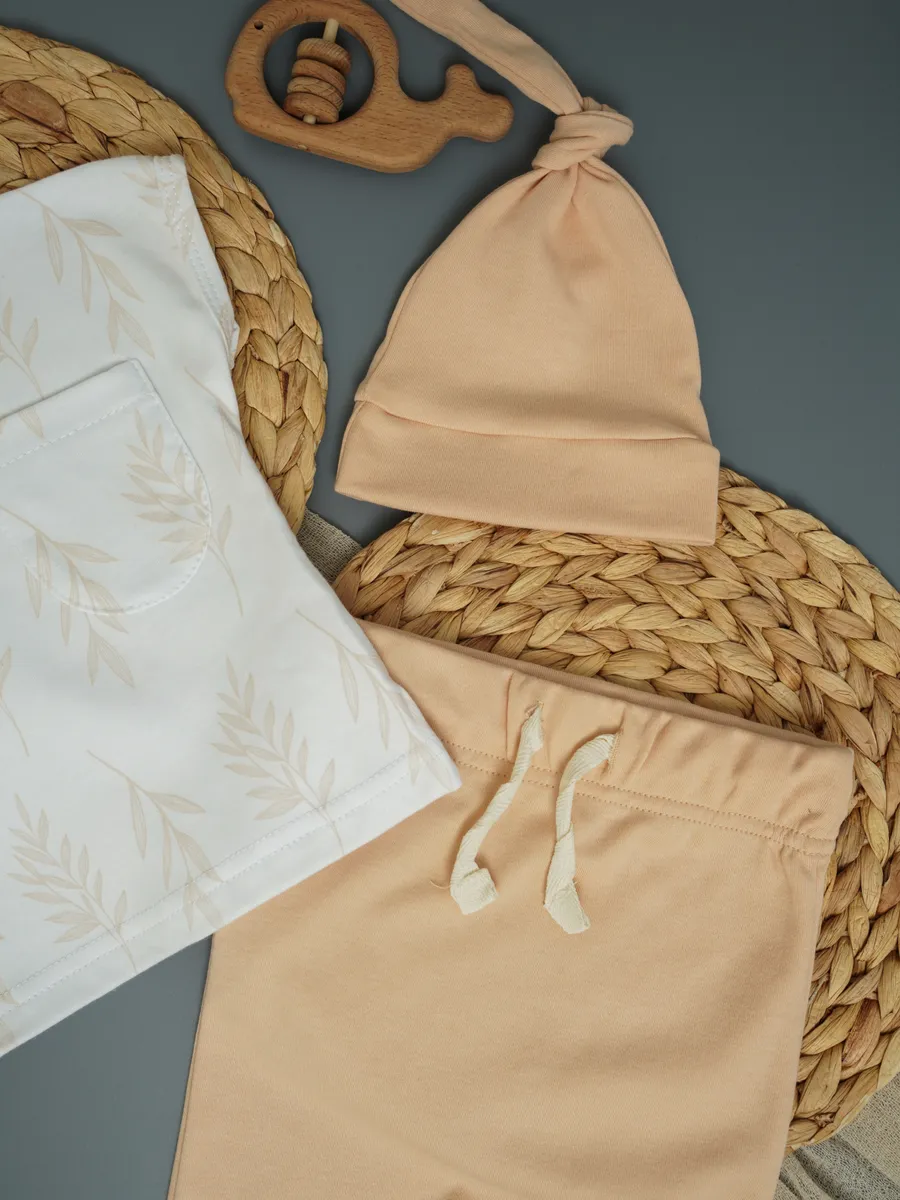 Футболка и штанишки с шапочкой Супер Пупс нбр/фут/штан/шпкбежевыйветочки - фото 14