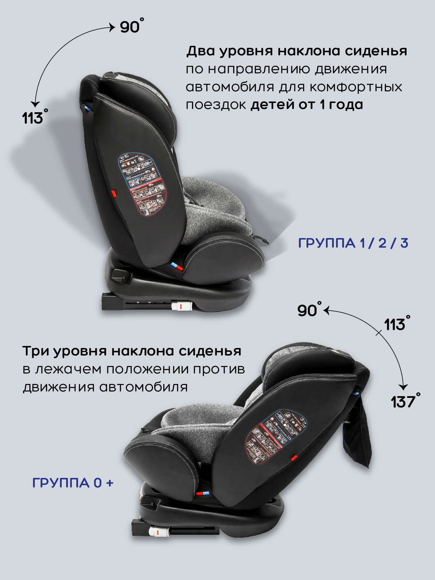 Автокресло Amarobaby ST-3 Isofix 0+/1/2/3 (0-36 кг) серый - фото 7