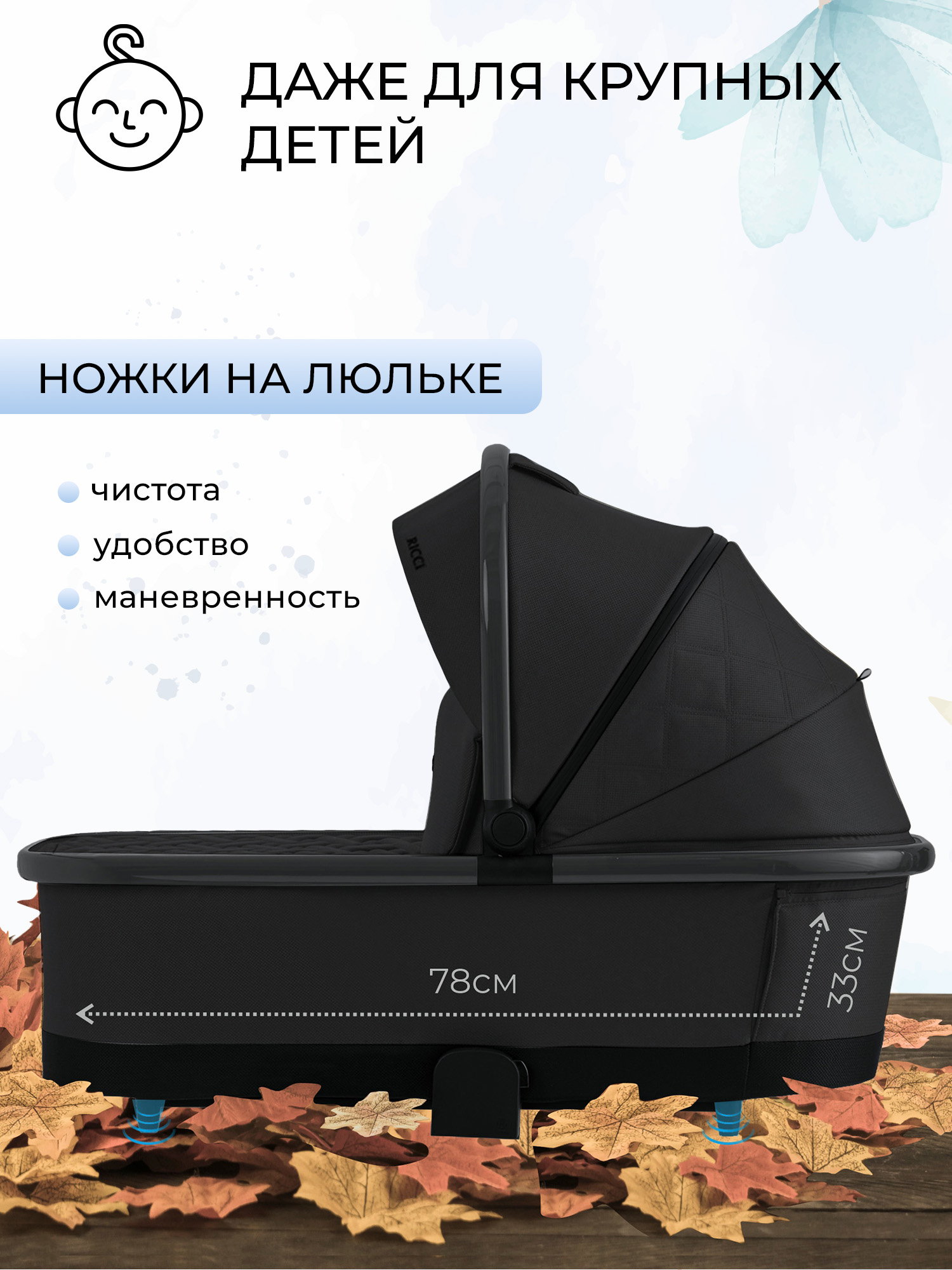 Коляска 2в1 Sweet Baby Ricci Black (Air) черный - фото 4