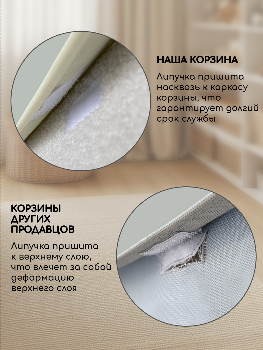 Корзина с крышкой для хранения Textile NN Молочный букле - фото 7