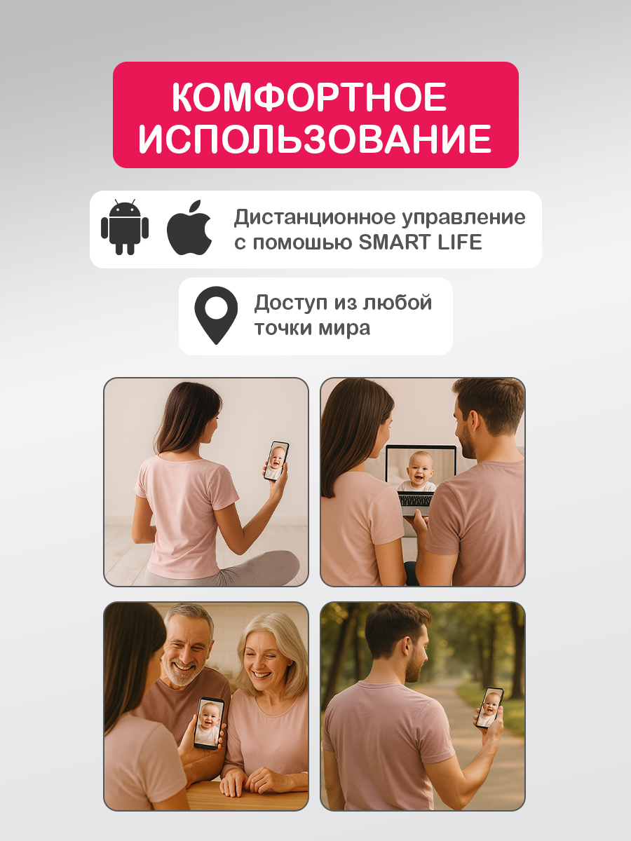 Умная Wi-Fi камера HALSA 5в1 с часами, термометром и ночником - фото 6