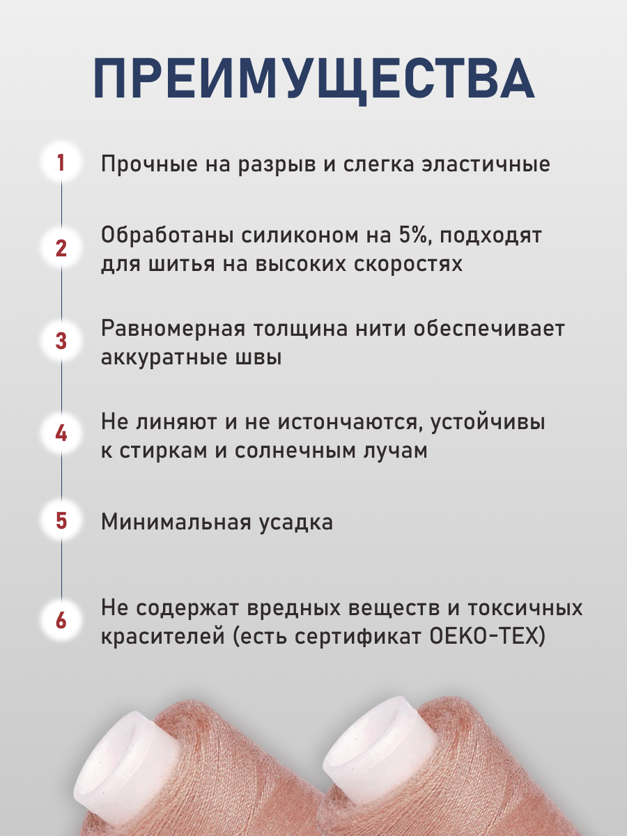 Нитки для шитья 40/2 Bestex 10шт цв 30 - фото 3