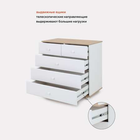 Комод Топотушки Ричард 800/5 73 5ящиков Дуб белый