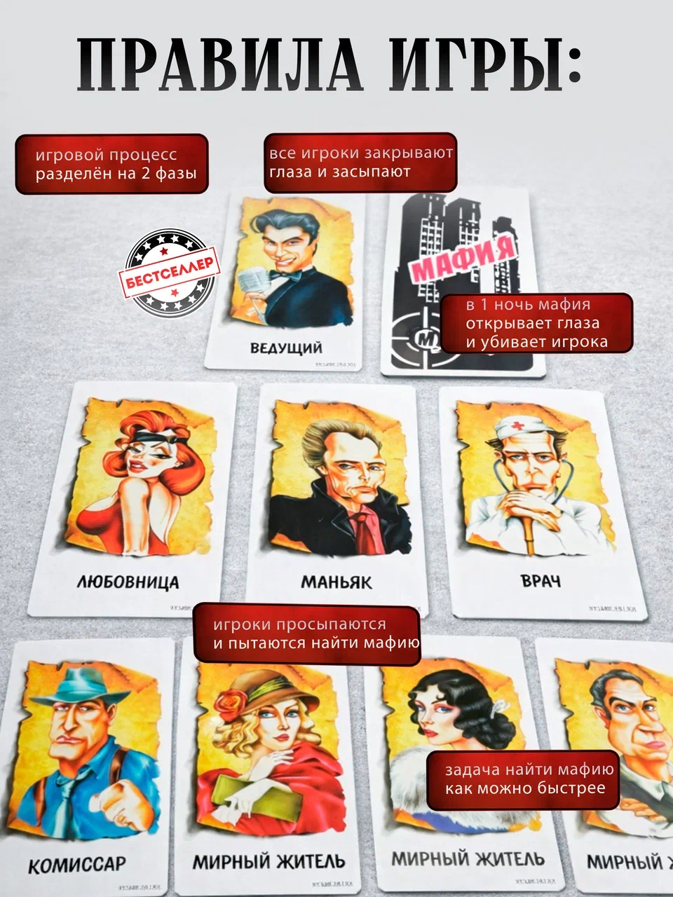 Настольная игра Бестселлер Мафия - фото 7
