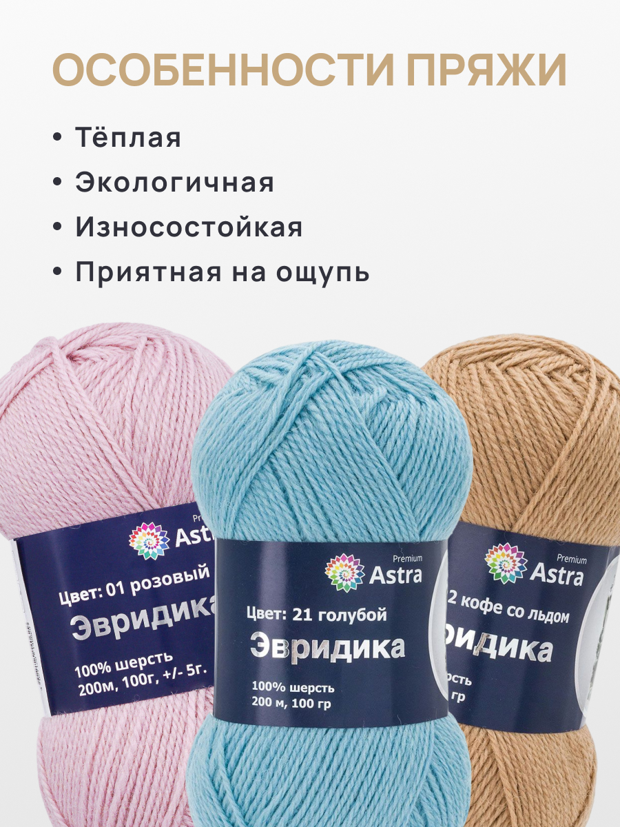 Пряжа для вязания Astra Premium Эвридика 100 г 200 м 3 шт - фото 3