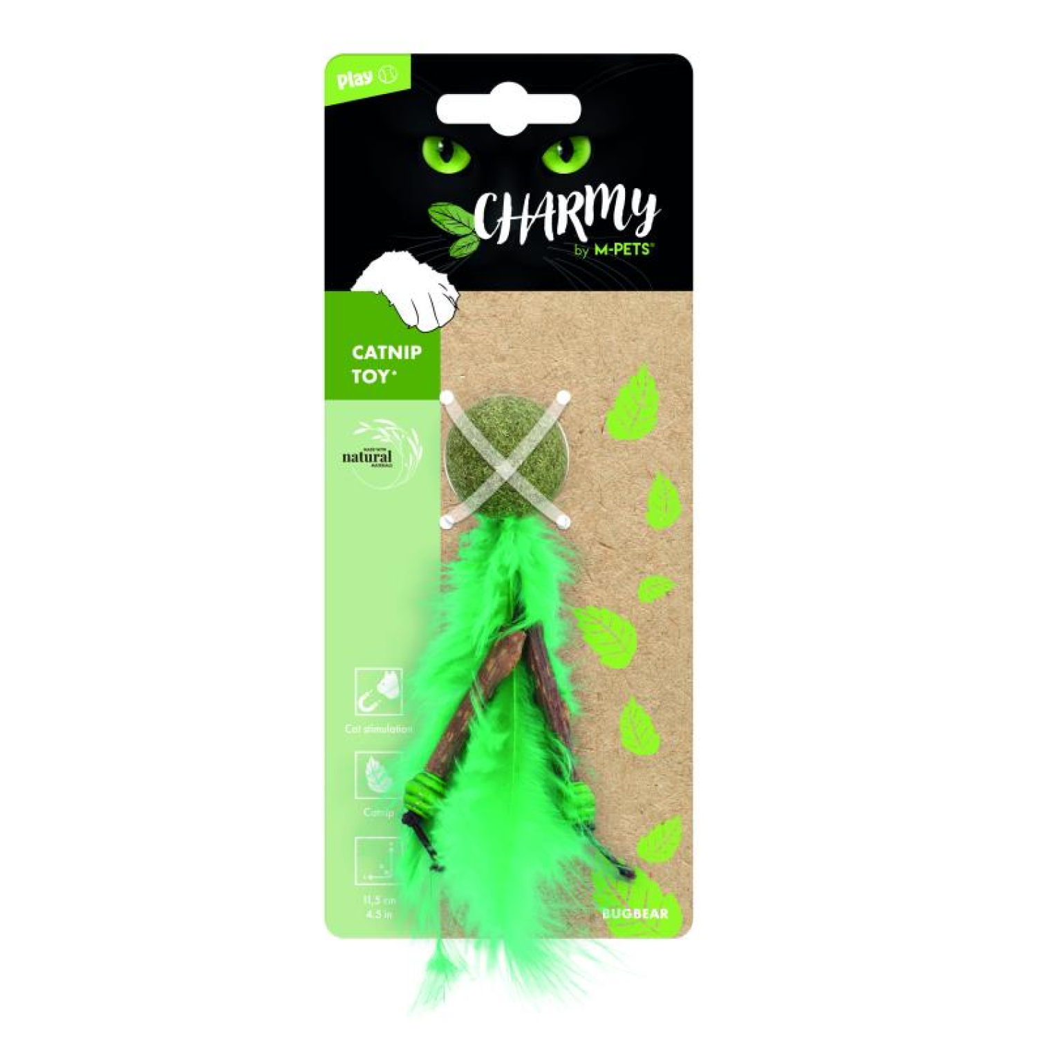 Игрушка для кошек M-PETS Charmy с кошачьей мятой зеленая - фото 1