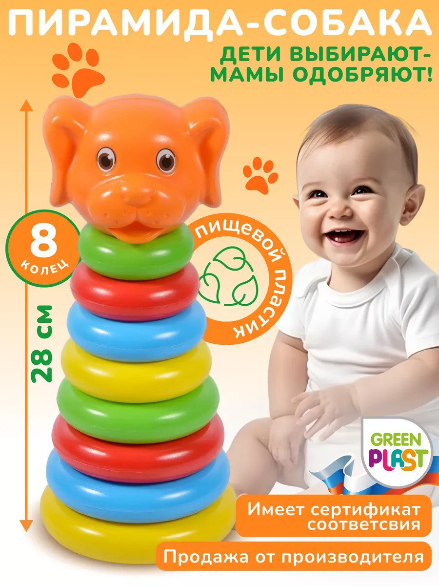 Игрушка Green Plast пирамидка Животные Собака - фото 1