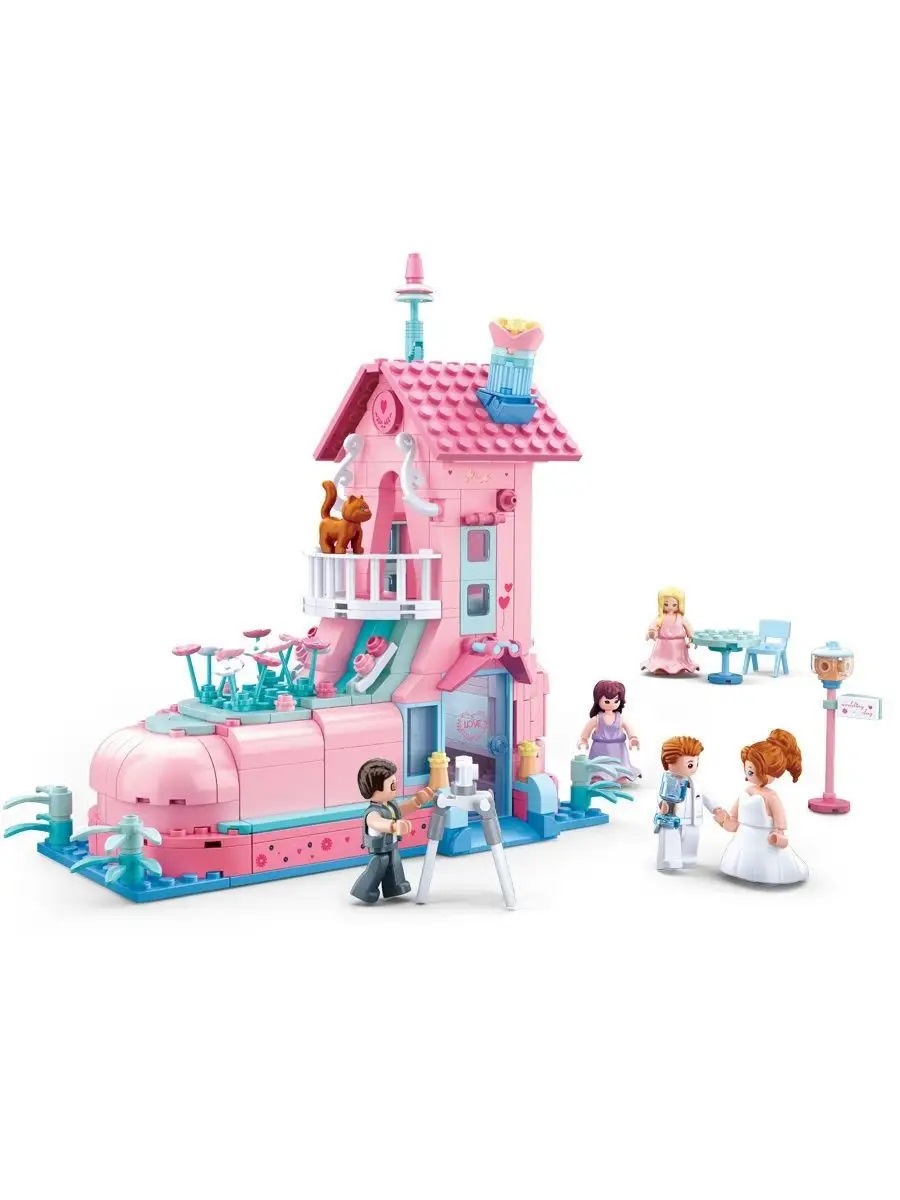 Конструктор SLUBAN Домик невесты свадьба 398 дет. - фото 3