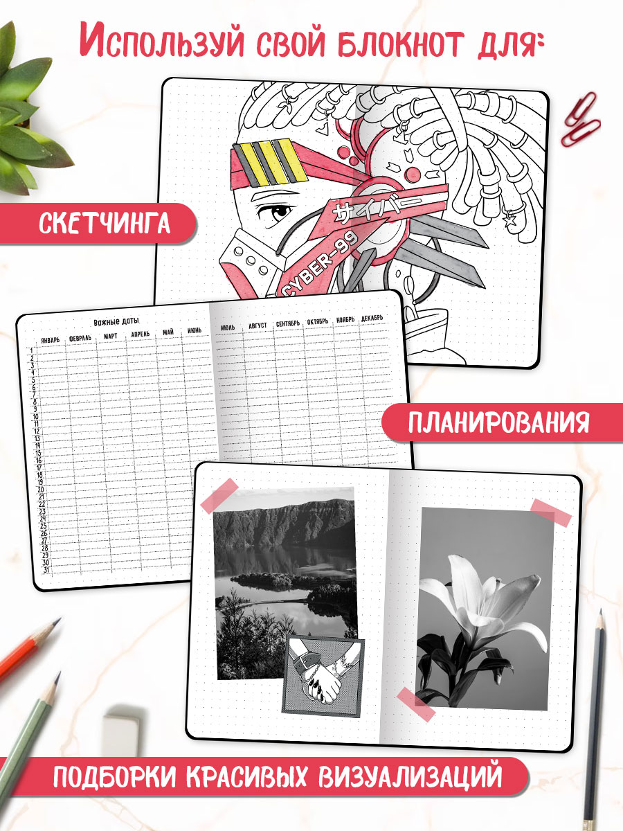 Блокнот Проф-Пресс в точку А5. Точкабук 180° 64 лист. - фото 4