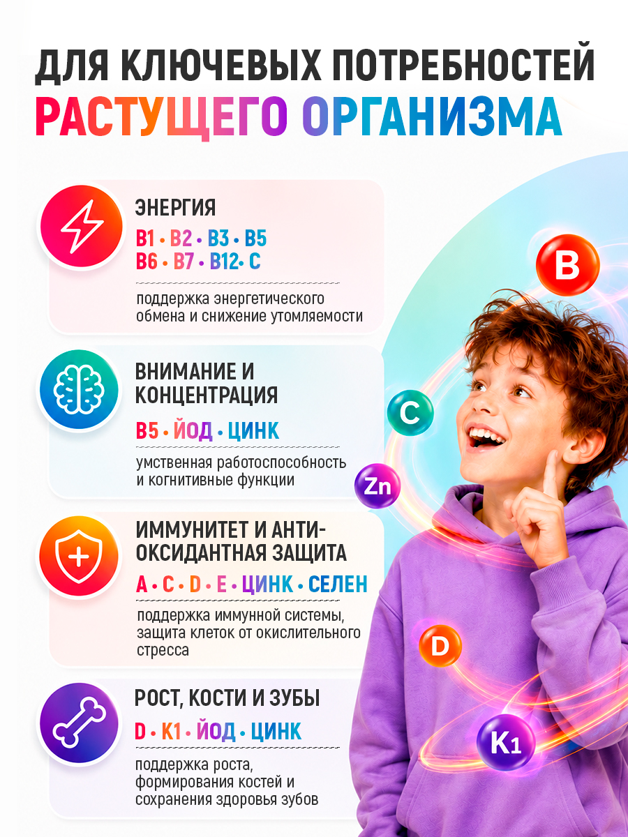 Мультивитамины для детей ФИТОНАУКА Sixseven 67 порций - фото 3