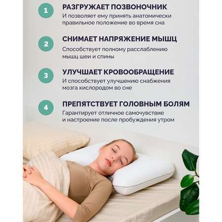 Ортопедическая подушка EcoSapiens Ortosleep Pro с эффектом памяти 60х40х13 см