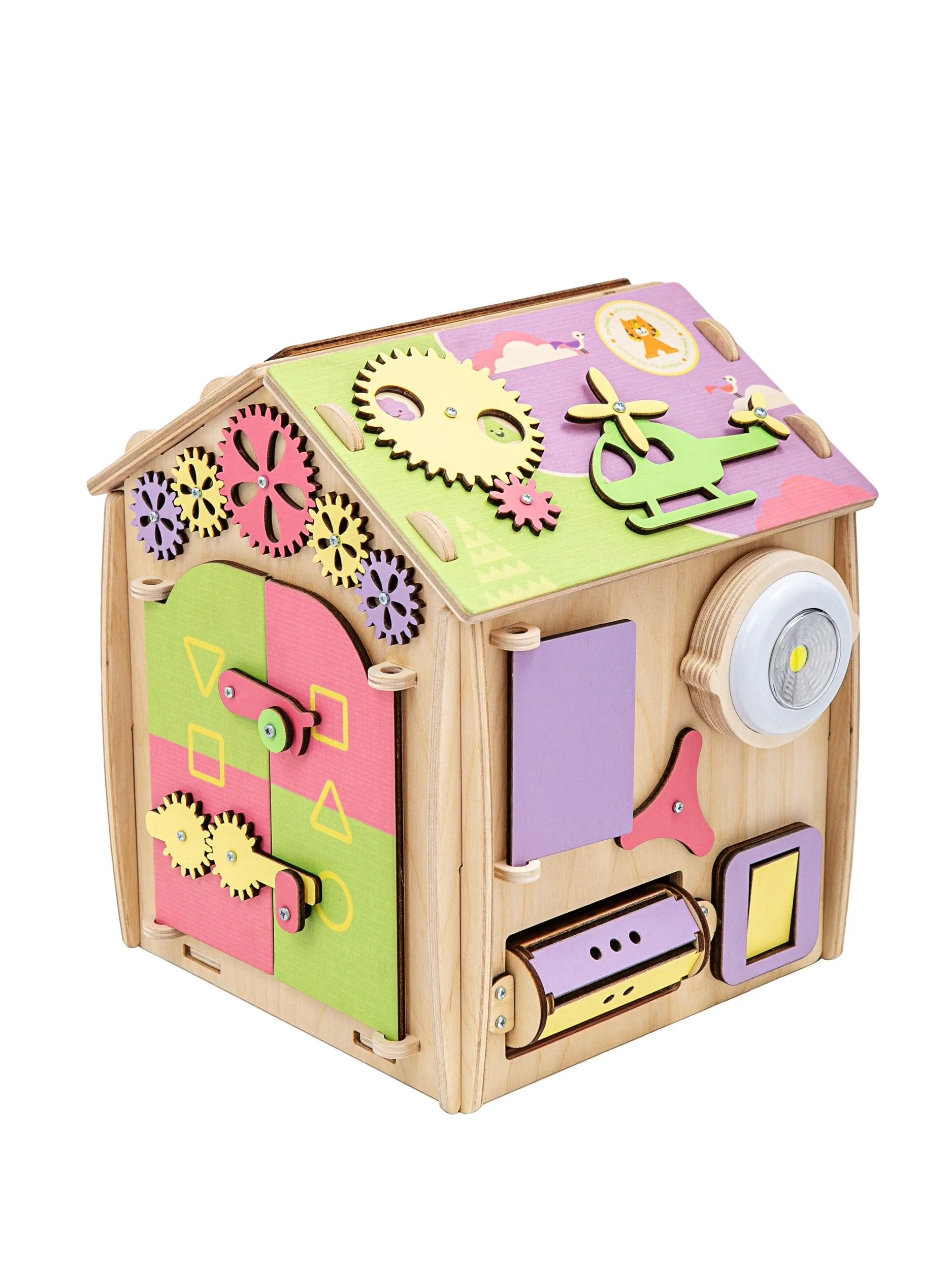 Игрушка Mag Wood бизиборд Кручу-верчу пастельный - фото 2