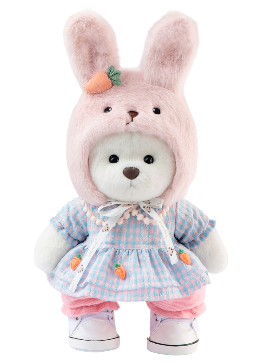 Мягкая игрушка TeddyTales Медвежонок в шапочке-зайке M - фото 4
