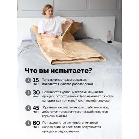 Термоодеяло для обертывания и инфракрасной сауны EcoSapiens Infrasauna 220х180 см бежевое