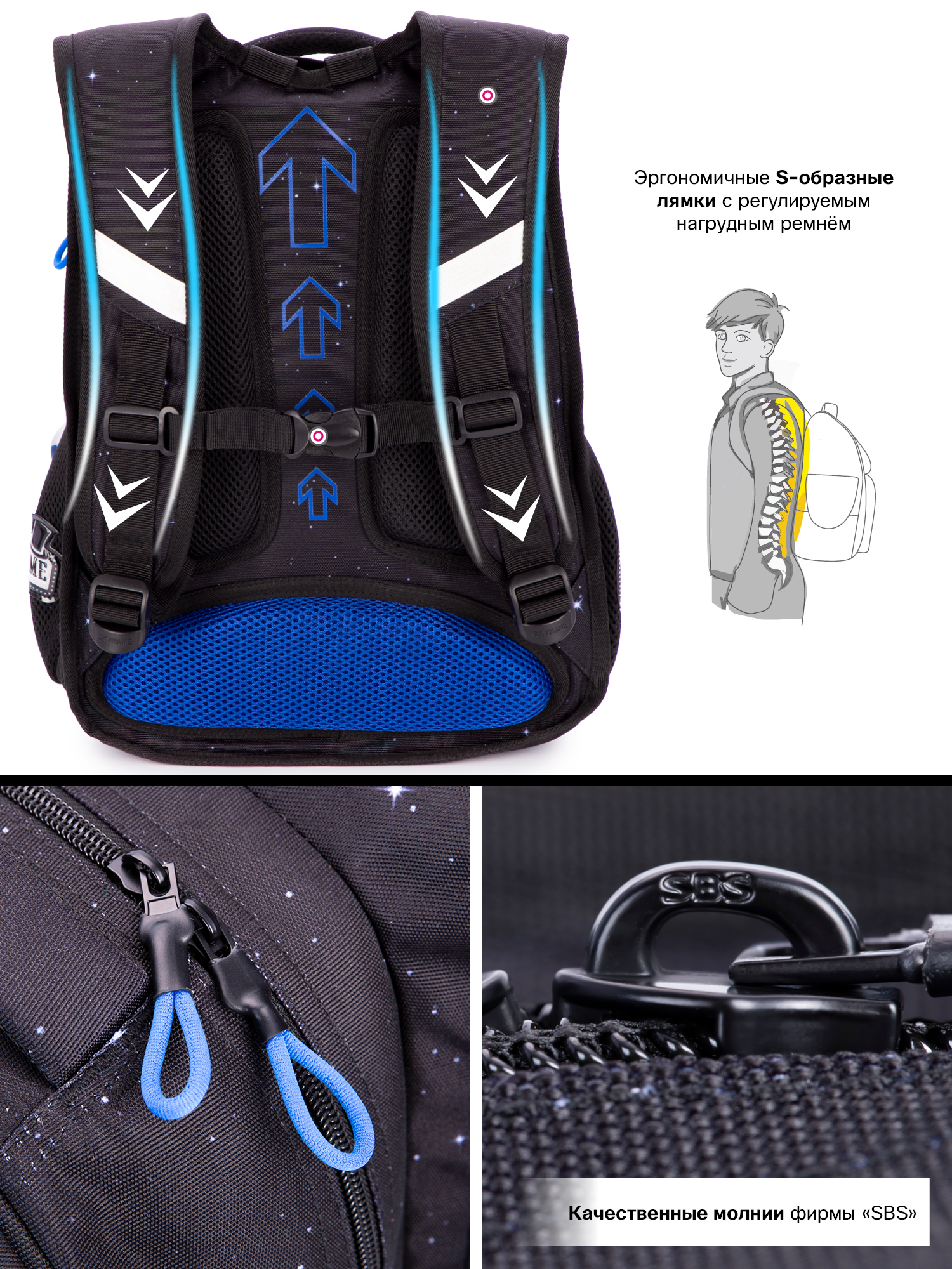 Рюкзак SkyName 17л анатомическая спинка+мячик - фото 11