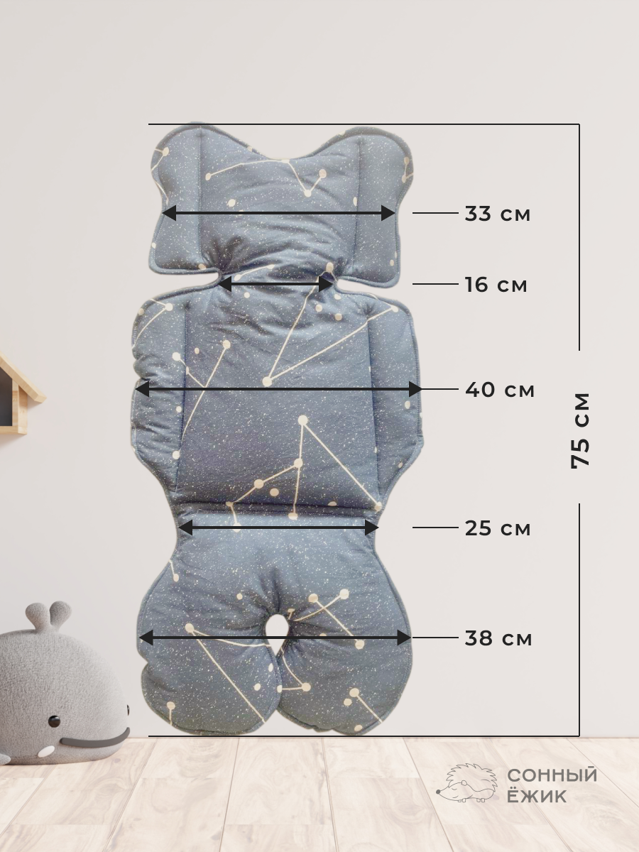 Вкладыш Сонный ежик Матрасик в коляску Светло-серый созвездия - фото 4