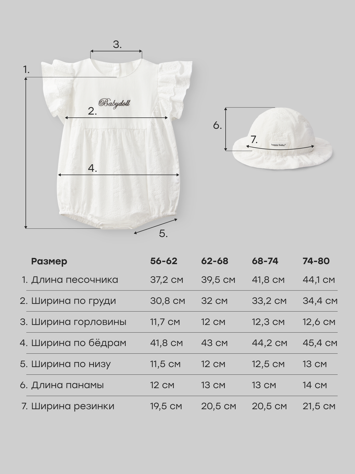 Песочник и панама Happy Baby 88672-0_white - фото 5