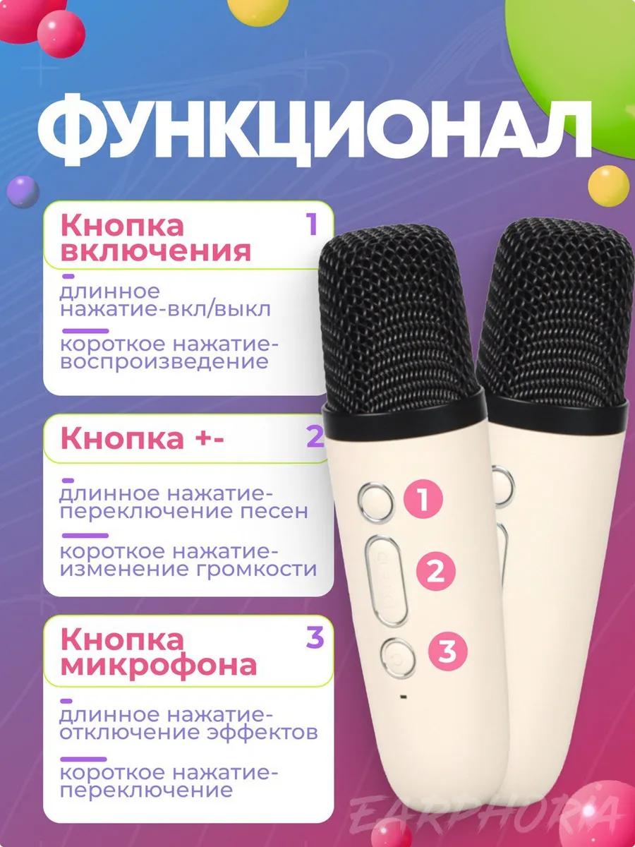 Колонка bluetooth, умная CASTLELADY беспроводная, караоке 2 шт. - фото 4