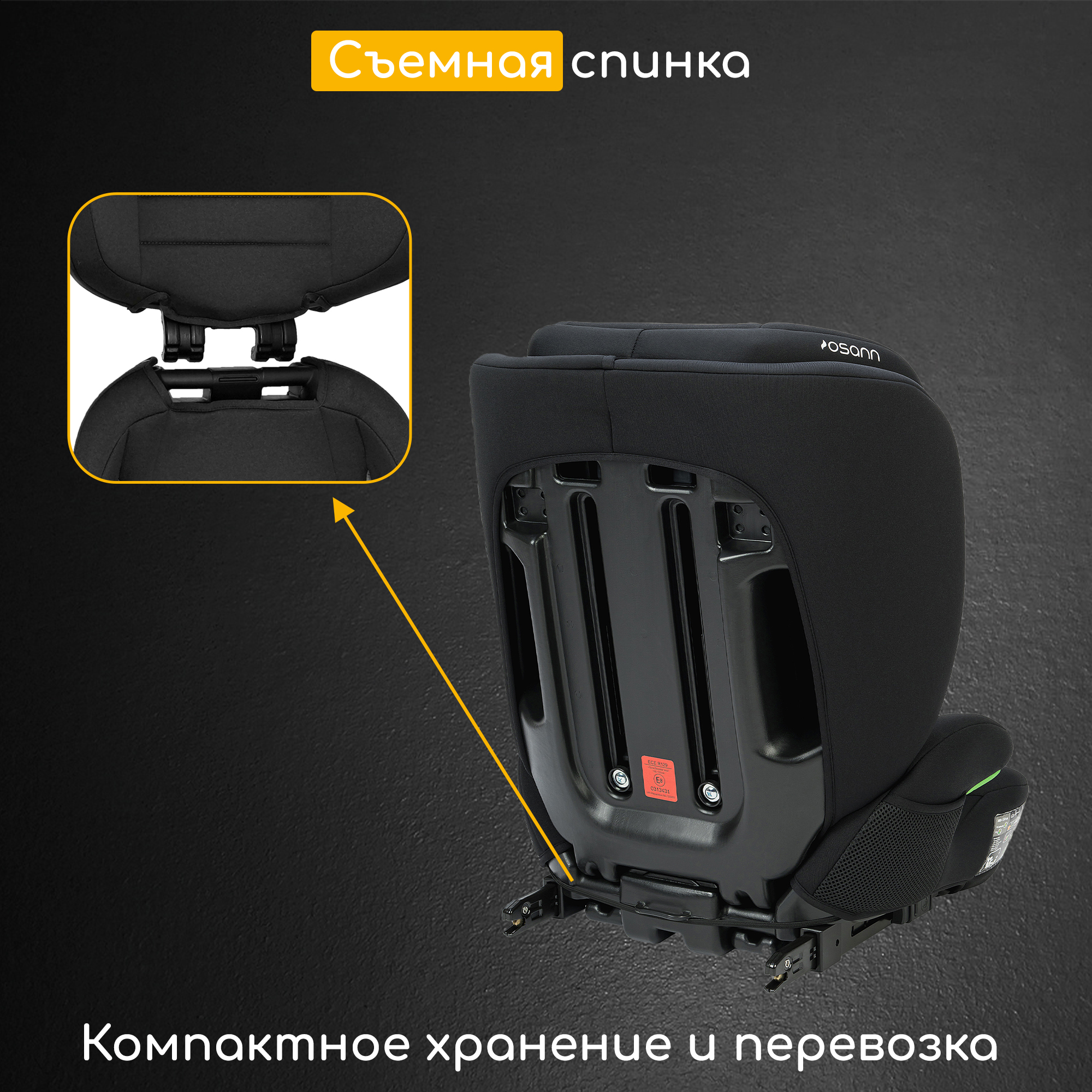 Автокресло Osann Musca Isofix Isofix 2/3 (15-36 кг) черный - фото 13