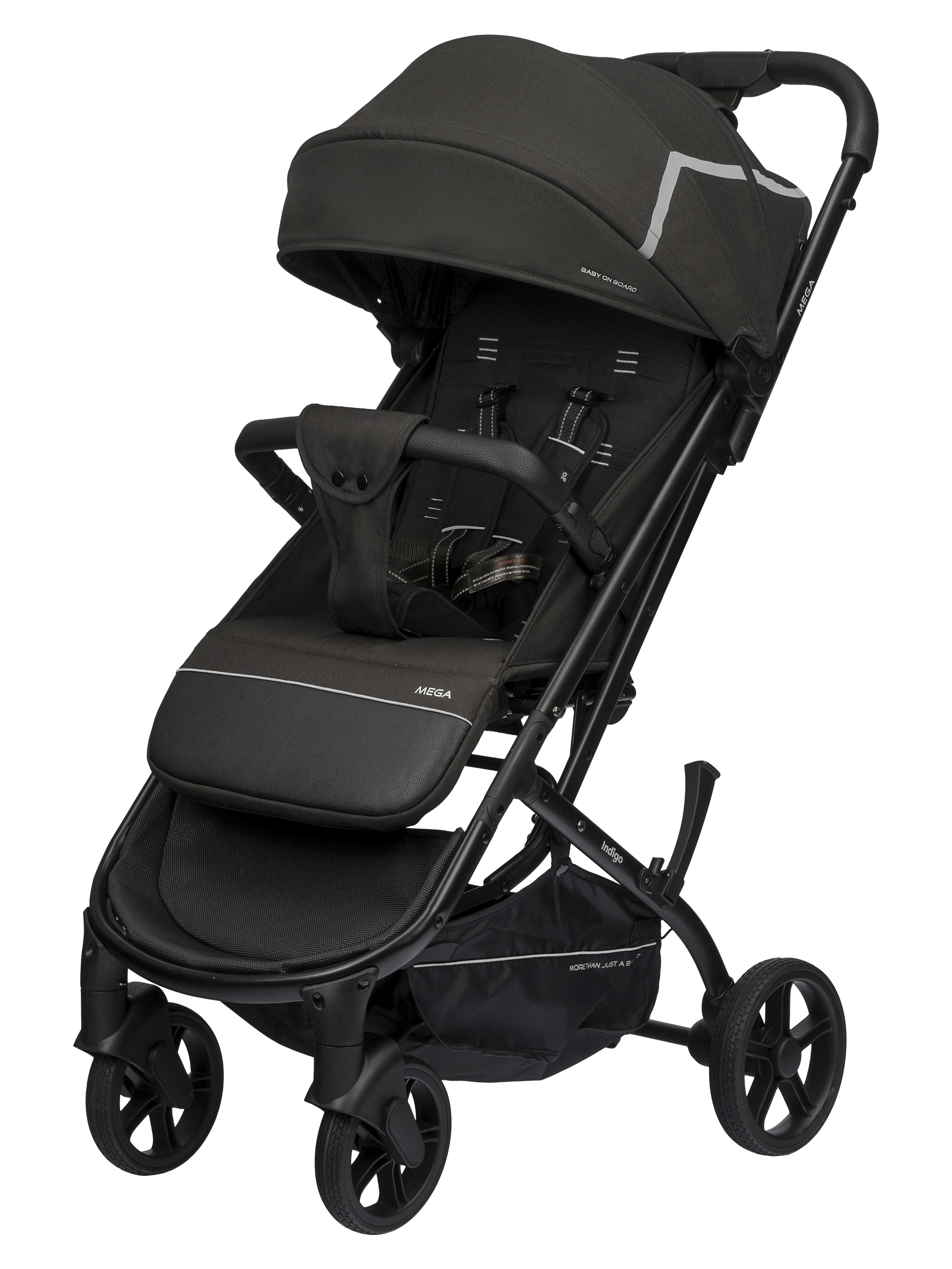 Коляска прогулочная Indigo Mega черный - фото 10