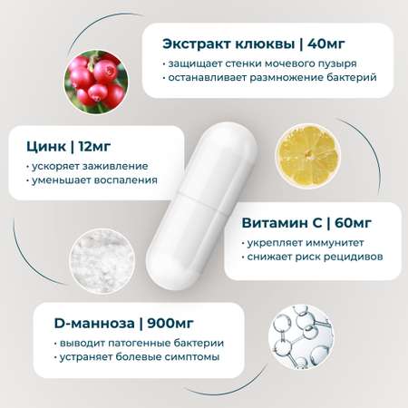 Д манноза LeafToGo с клюквой от цистита 60 капсул