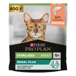 Корм сухой для кошек PRO PLAN RENAL PLUS 400г с лососем для стерилизованных