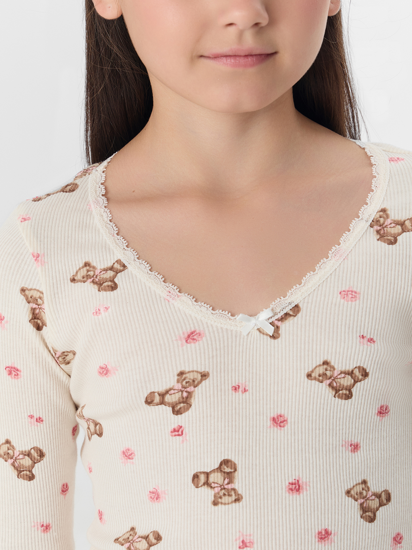 Пижама Mark Formelle (Марк Формэль) 567758/мишки с цветами на молоке +серый меланж 4306-А - фото 5