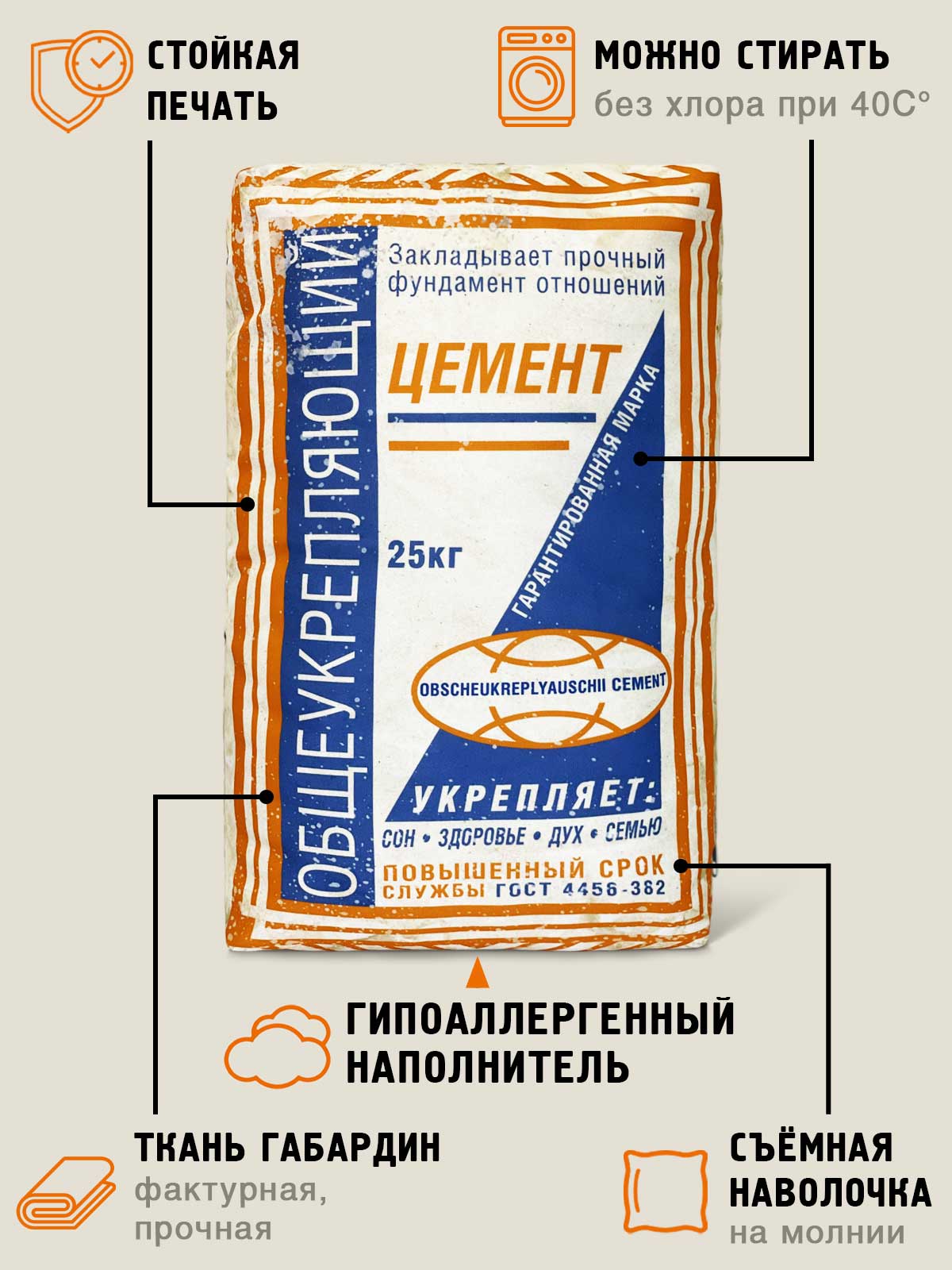 Подушка на диван декоративная "Цемент" Бюро находок Подушка на диван декоративная "Цемент", Бюро Находок - фото 2