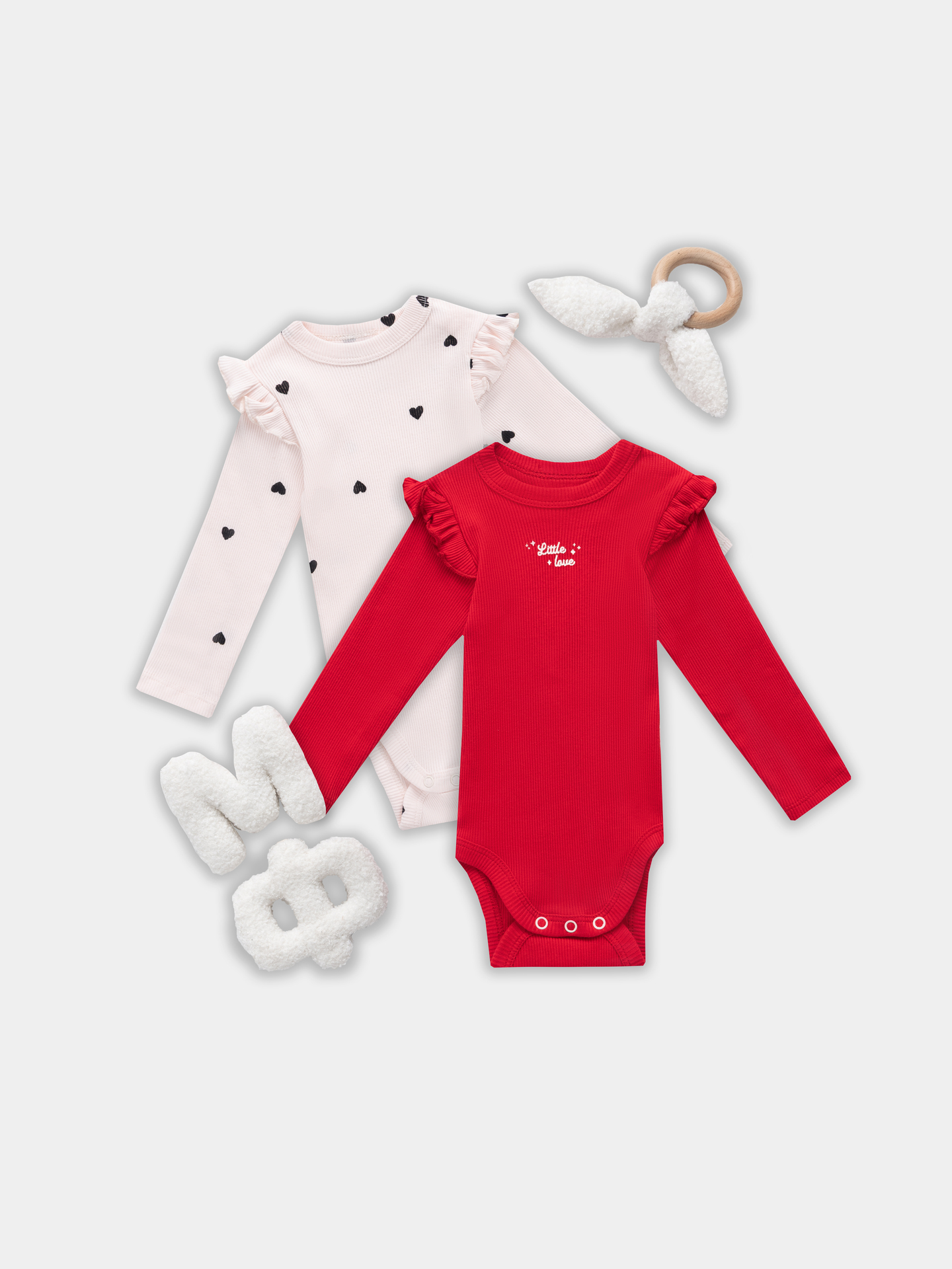 Боди 2 шт Mark Formelle (Марк Формэль) 13017-2/красный +сердца на св.розовом - фото 1