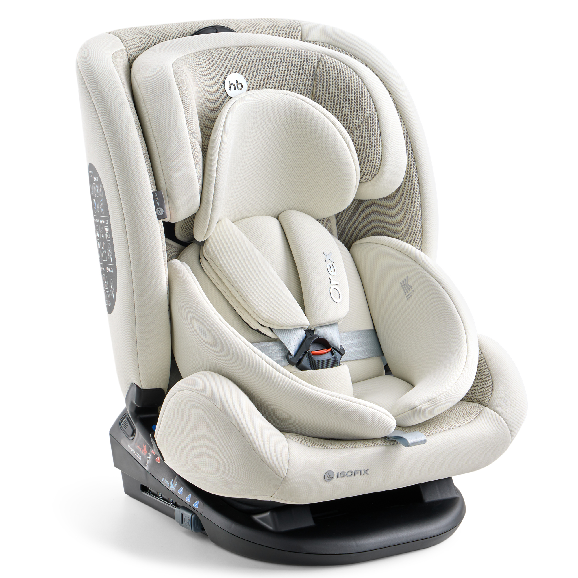 Автокресло Happy Baby Orex Isofix 0+/1/2/3 (0-36 кг) бежевый - фото 20