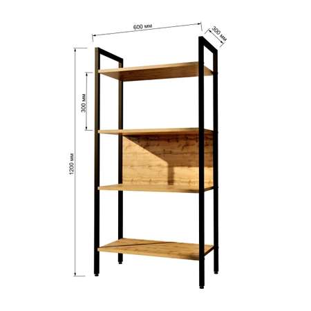 Стеллаж WoodSteel в стиле лофт Chicago 60х30х120 см чёрный