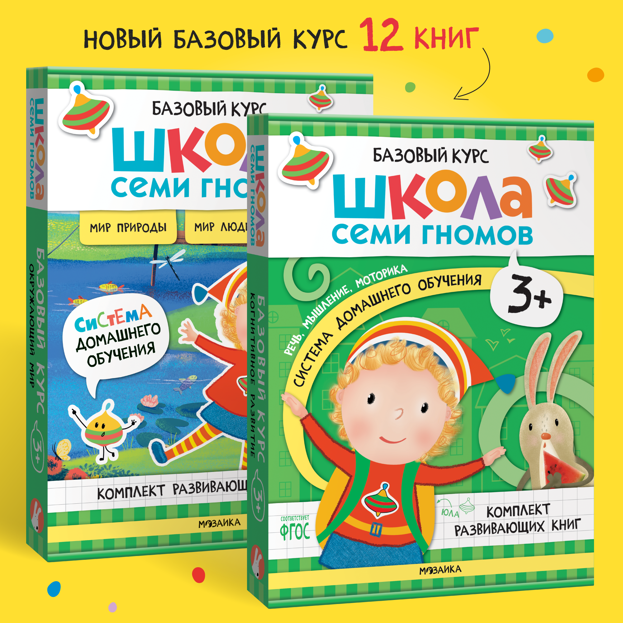 Комплект Школа Семи Гномов Базовый курс 3+ 12 книг речь мышление моторика окружающий мир - фото 1